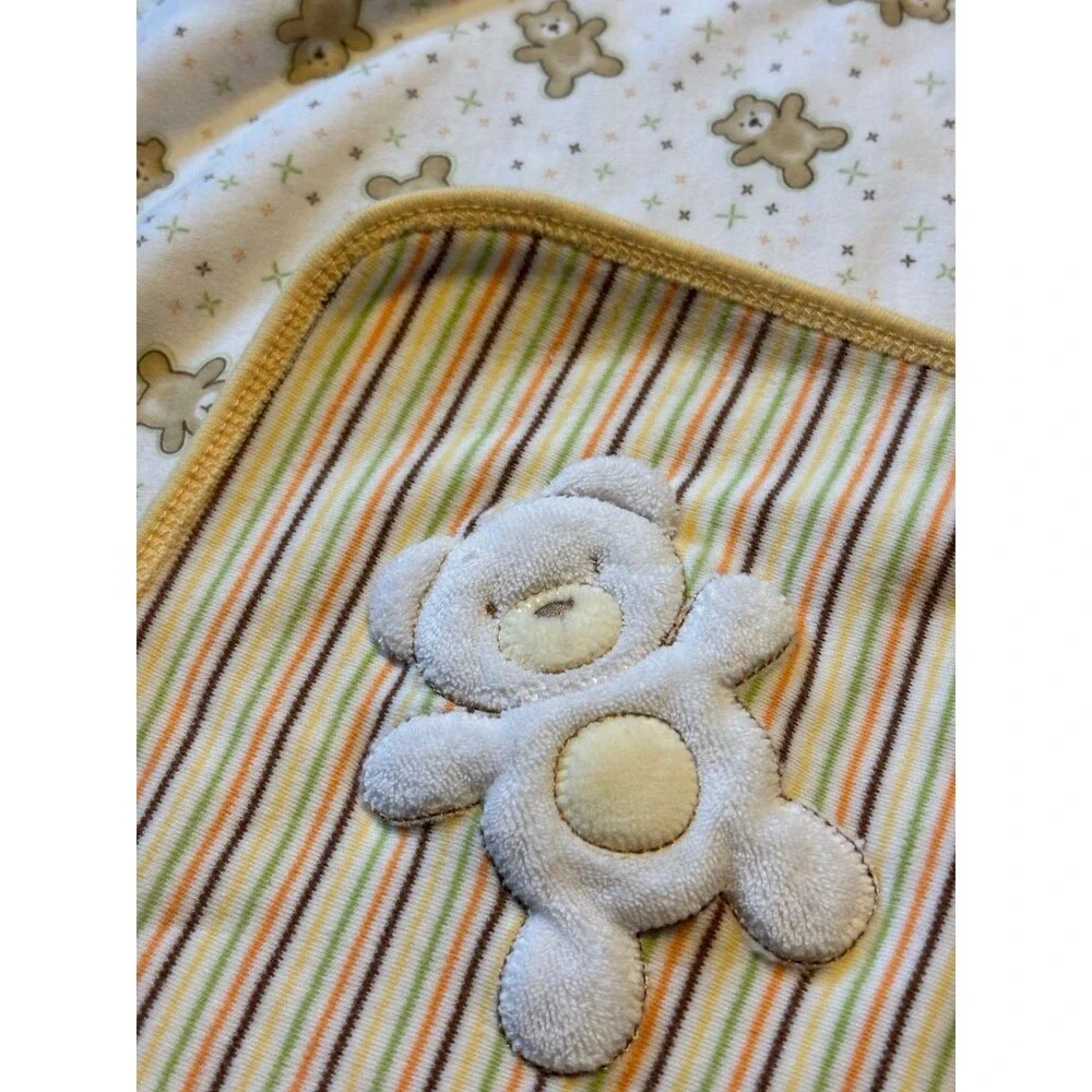 Absorba vtg y2k cotton baby security blanket lovey bear stripes